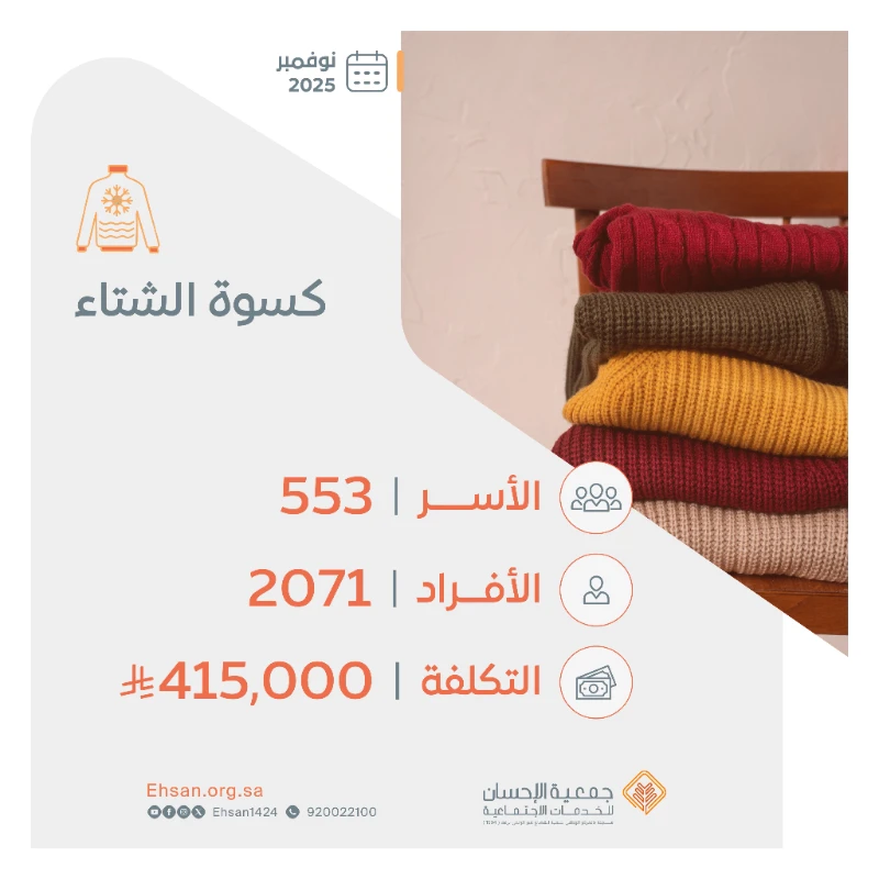 صرفت الجمعية شهر نوفمبر كسوة الشتاء